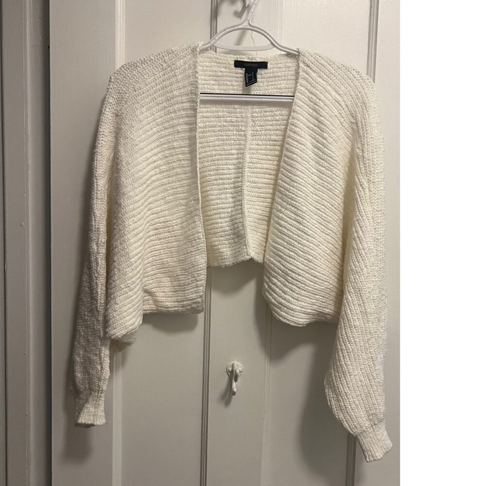 Forever 21 cropped sweater shrug off white size small - Picture 3 of 6